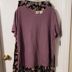 Womens Two Pc. Tunic Top & Flowered Skirt Set--size 20W